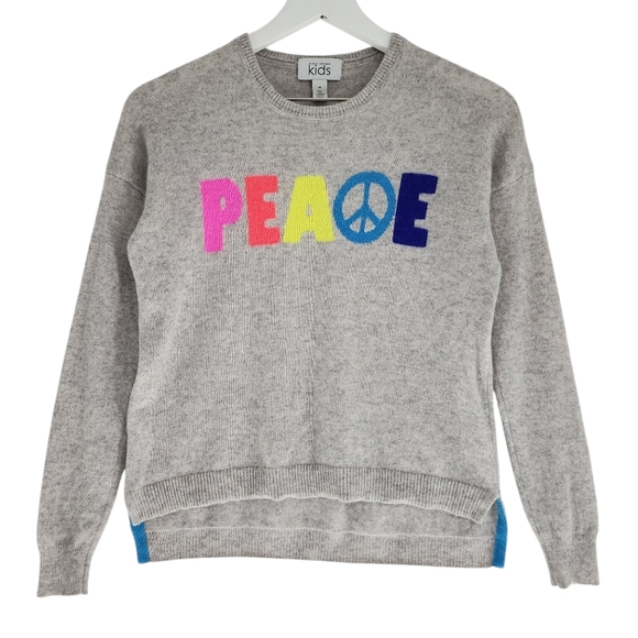 Autumn Cashmere Other - Autumn Cashmere Kids Peace Graphic Sweater in Grey
